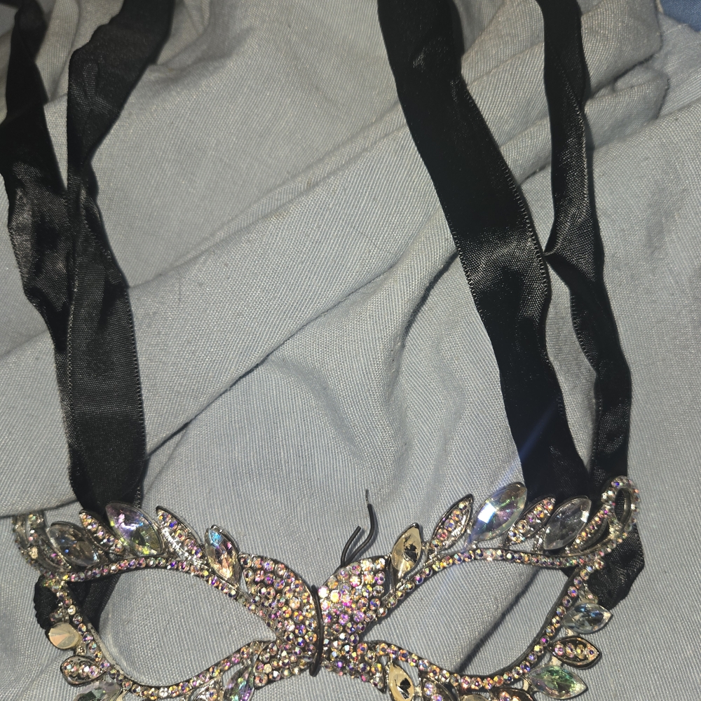 Elegant Black and Gold  And Silver Mask with Rhinestones